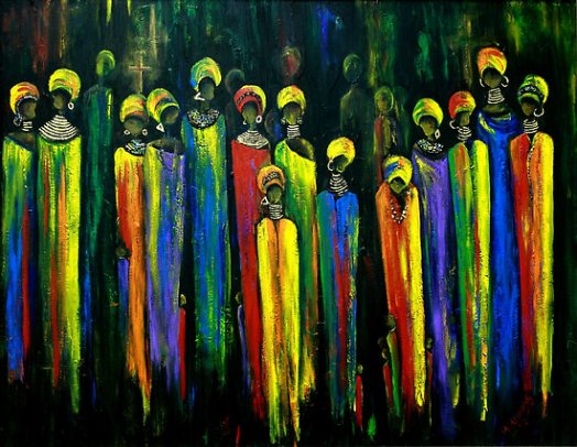 "Gogo and the Ancestors" - painting by Marietjie Henning